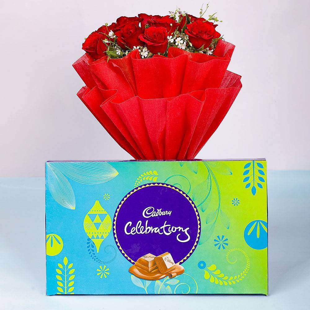  Red Roses With Cadbury Celebrations