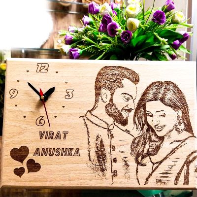 Virushka Photo Wooden Clock