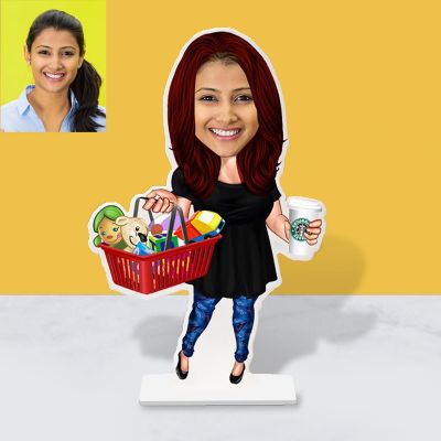 Personlised Grocery Girl Caricature