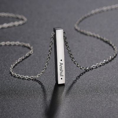 Classy Silver Personalized Bar Pendant