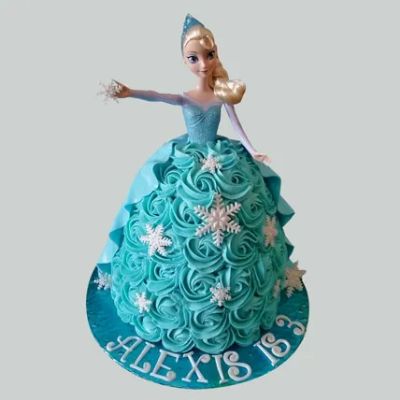 Blue Roses Barbie Cake