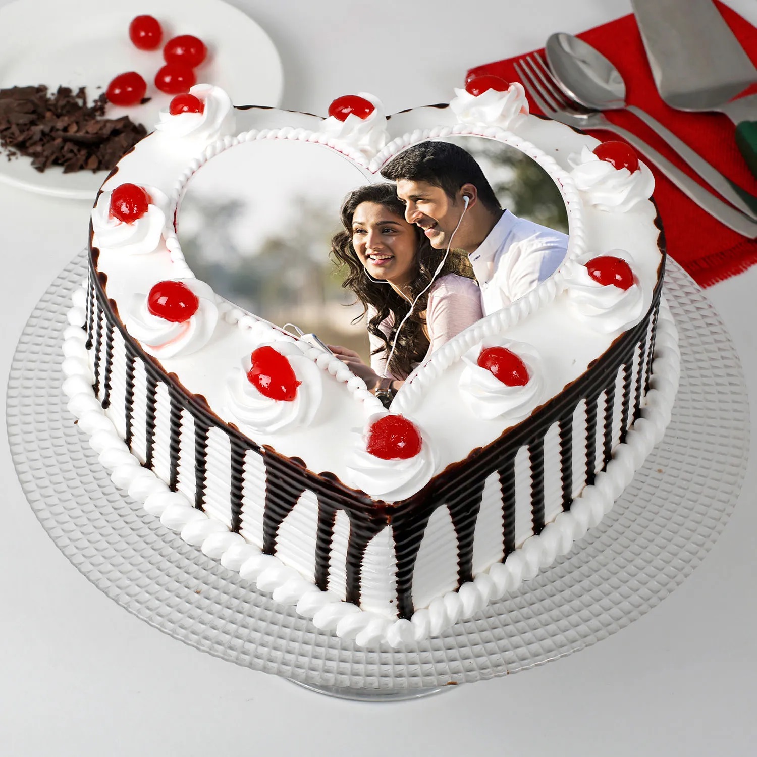  Heart Shaped Black Forest Photo Cake