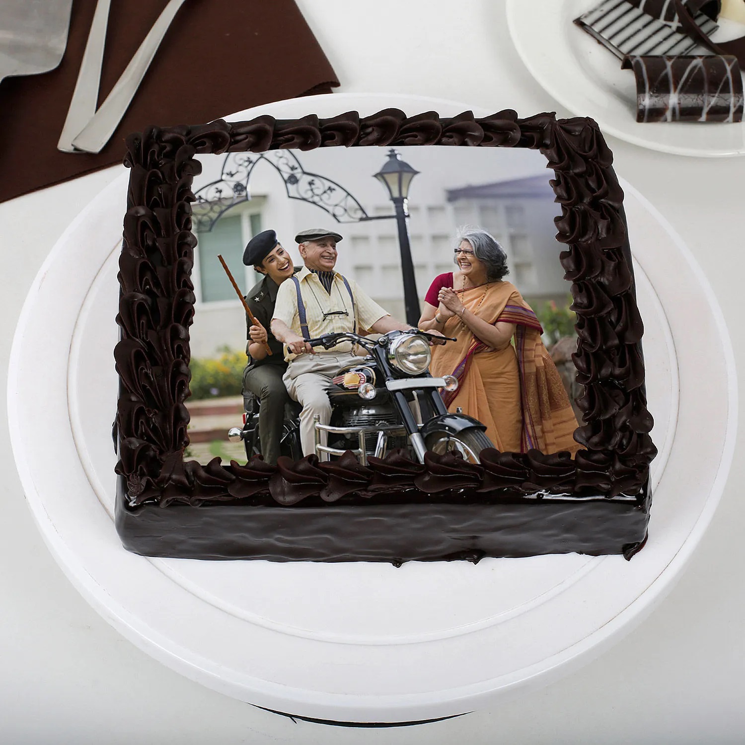  Tasty Truffle Rich Chocolate Photo Cake for Dad